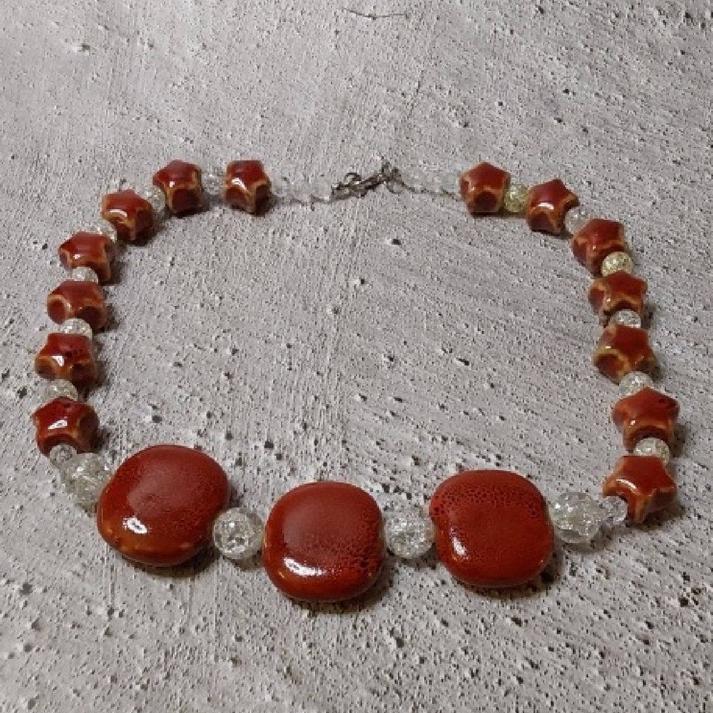 Artisan Red Ceramic Beaded Necklace